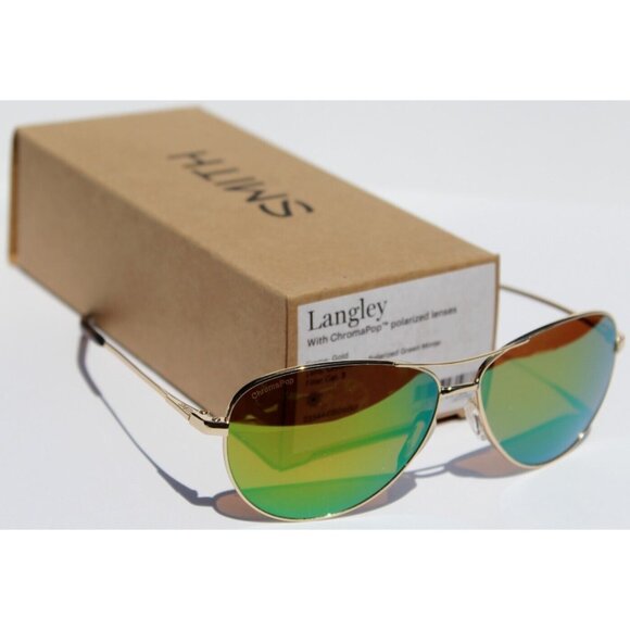 SMITH OPTICS Langley POLARIZED Sunglasses Gold/Green Mirror